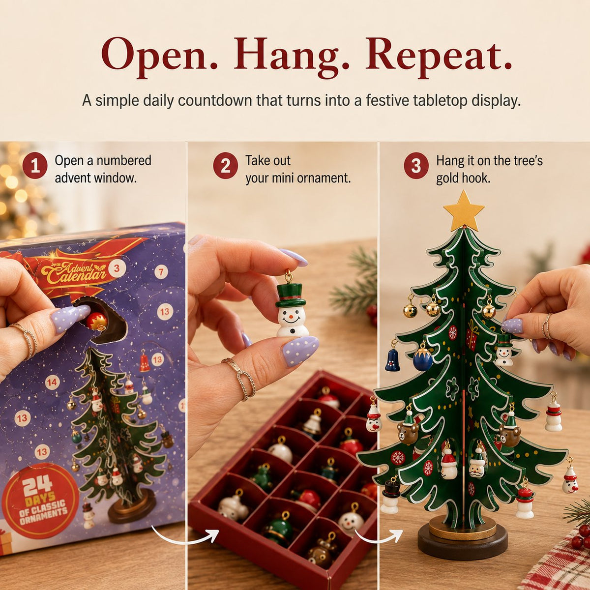 ✨24-Day Wooden Christmas Tree Advent Calendar🎄