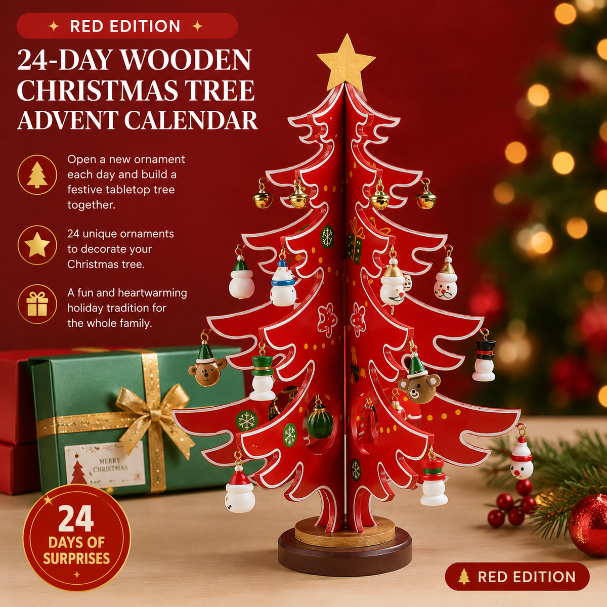 ✨24-Day Wooden Christmas Tree Advent Calendar🎄