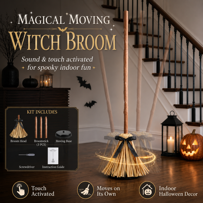 🪄Floating Witch's Broom – Haunted Dancing Broom🧙‍♀️