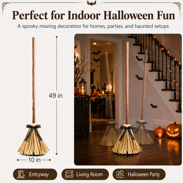 🪄Floating Witch's Broom – Haunted Dancing Broom🧙‍♀️